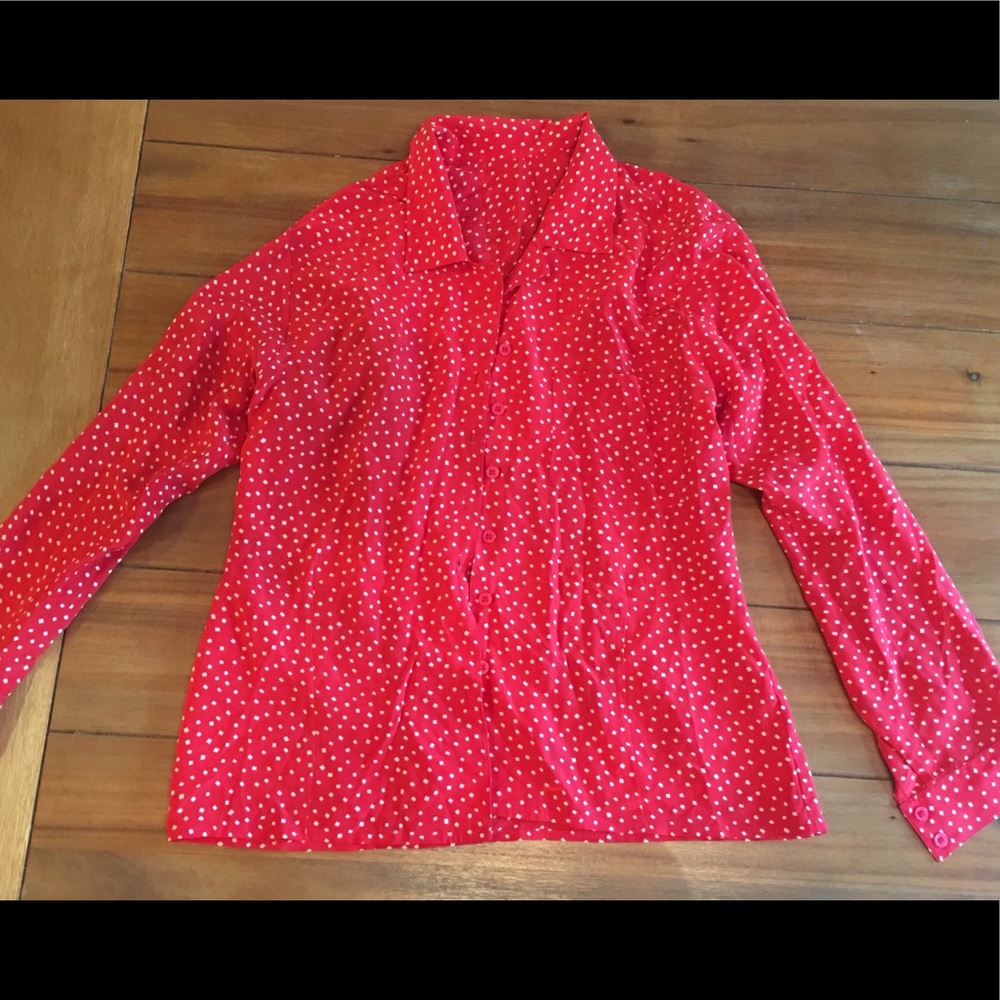 Vintage Red thin sheer blouse